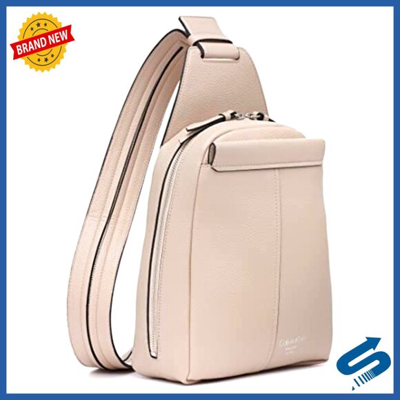 Vegan Leather Convertible Sling Backpack with 2 Pockets, One Size main image 6